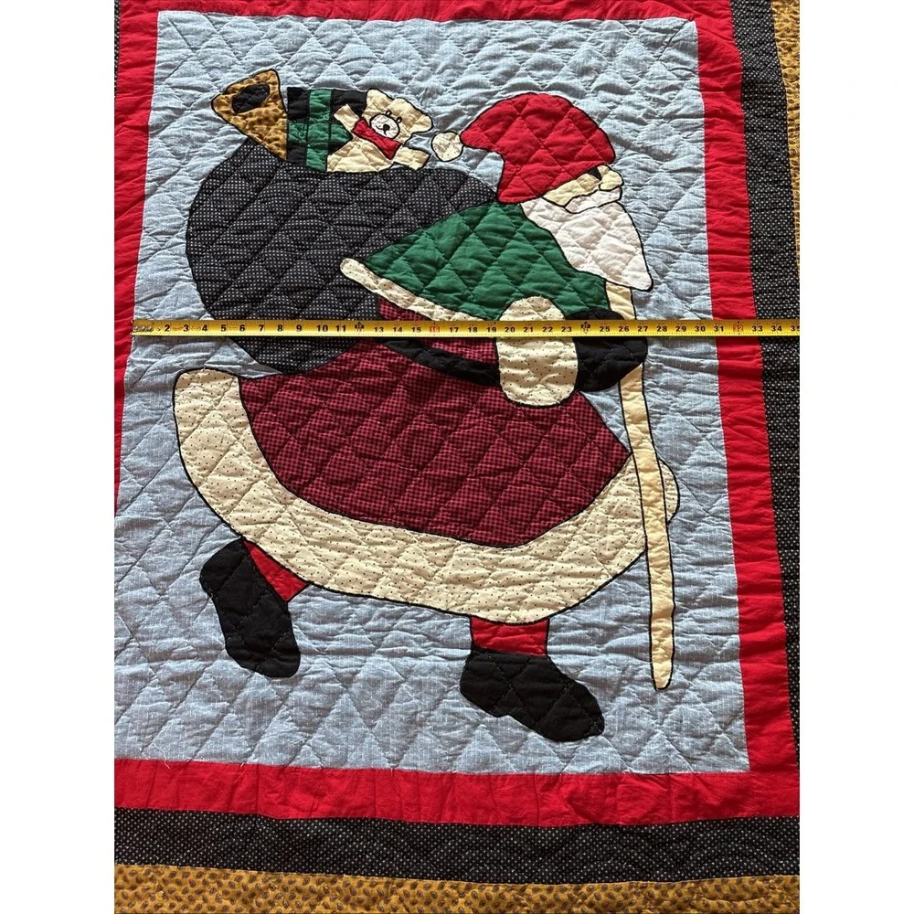 Vintage Christmas Santa Quilted Curtain Panel / Blanket Santa Present‎ Bag